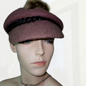 Sassy Felt Cap with Faux Fur PomPom